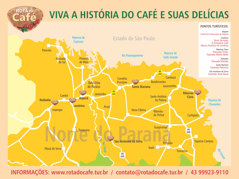 Mapa da Rota do Café Paraná